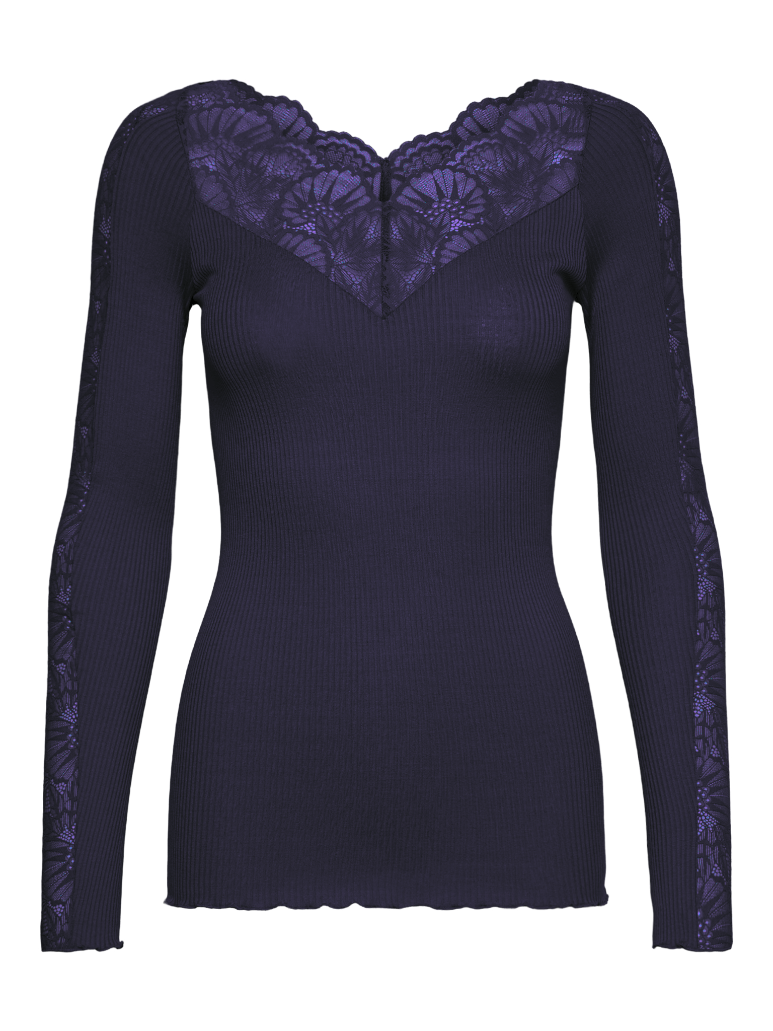 RWBeatha Silk LS Lace T-shirt T-SHIRT LS Rosemunde Woman XS navy