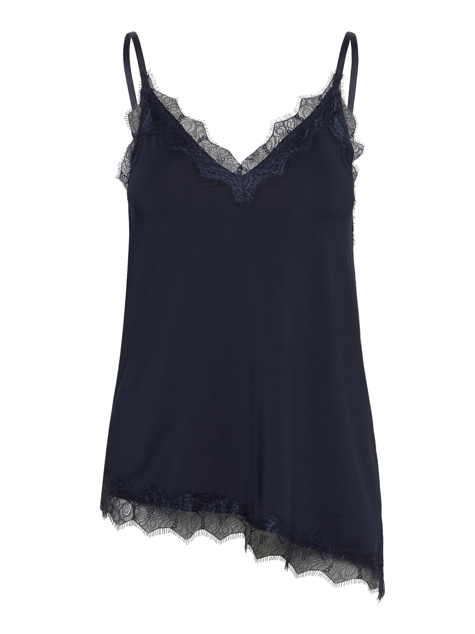 RWBillie Sleeveless Lace Strap Top Asymmetrical Hem TOP Rosemunde Woman 34 dark blue