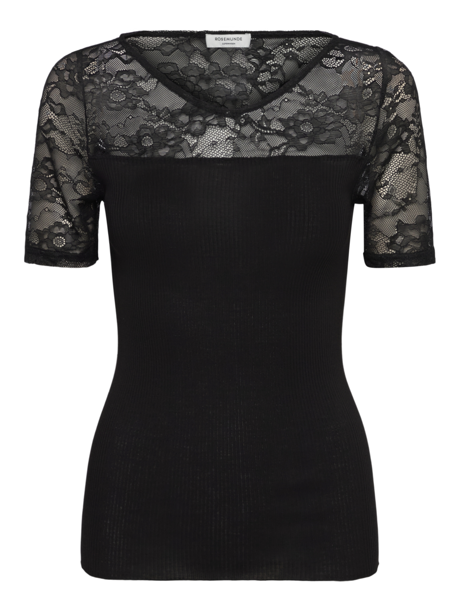 RWBlossom Modal Lace Short Sleeve T-shirt T-SHIRT SS Rosemunde Woman XS black