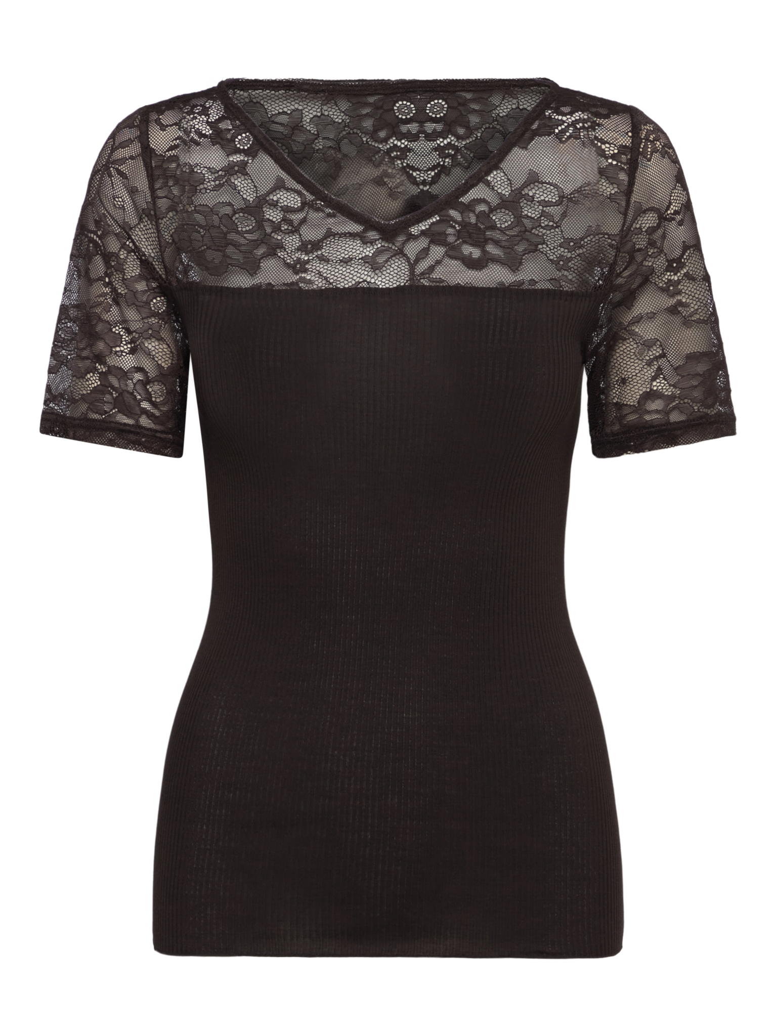 RWBlossom Modal Lace Short Sleeve T-shirt T-SHIRT SS Rosemunde Woman XS ganache