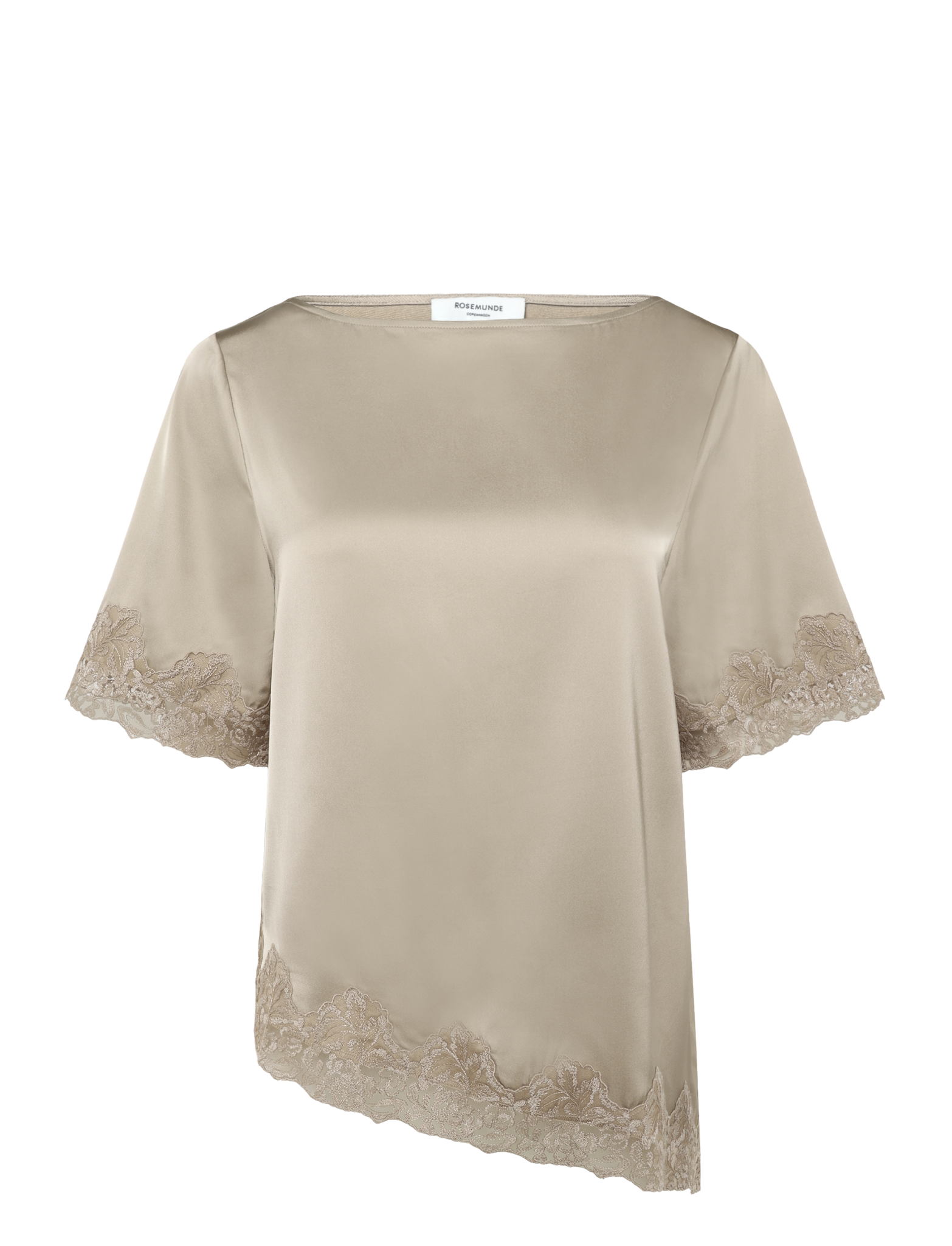 RWPatricia Silk Short sleeve Lace Boatneck Blouse BLOUSE Rosemunde Woman 34 mocha meringue