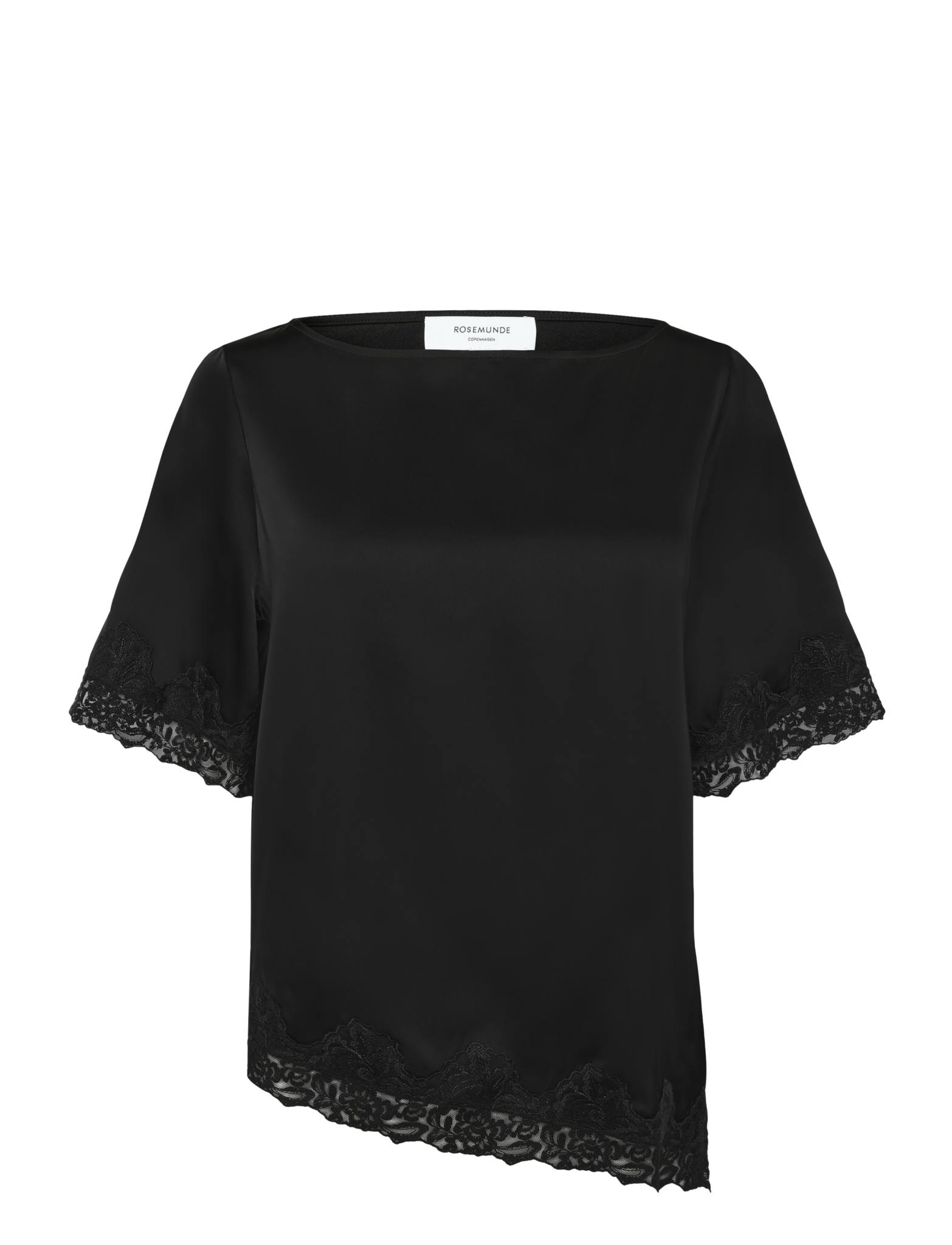 RWPatricia Silk Short sleeve Lace Boatneck Blouse BLOUSE Rosemunde Woman 34 black