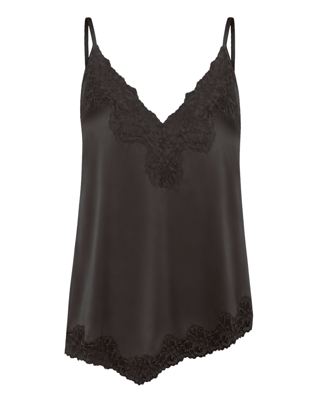 RWPatricia Silk Sleeveless Lace Strap Top TOP Rosemunde Woman 34 ganache