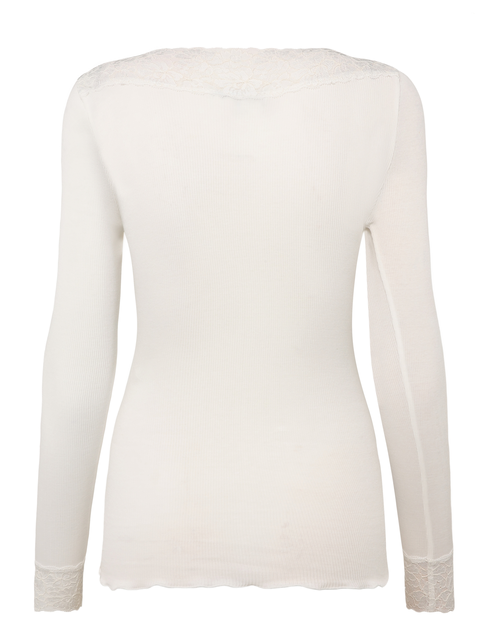 RWBernadine økologisk T-shirt med lang ærme og V-udskæring i blonder