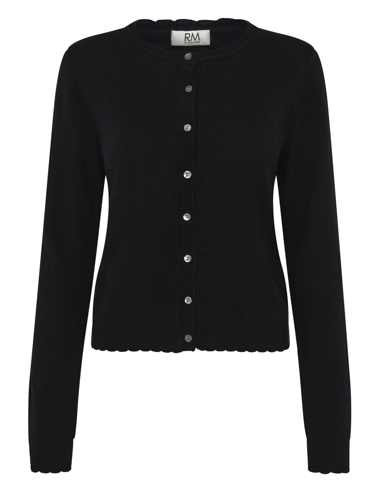 RMWSofia Wool Long Sleeve Scallop Edge Short Cardigan CARDIGAN Rosemunde Woman XS black