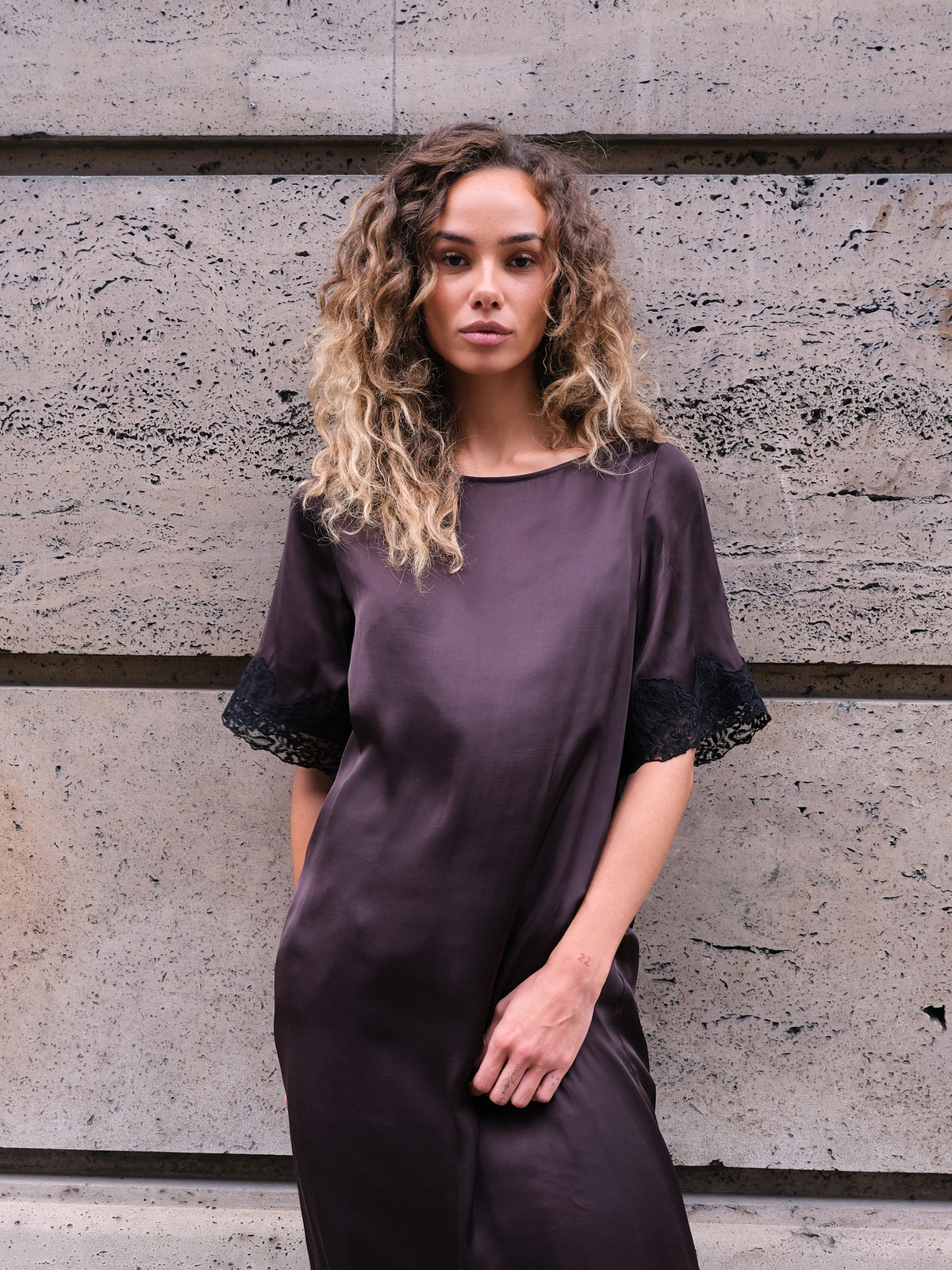 RWSabrina Short Sleeve Lace Boatneck Dress