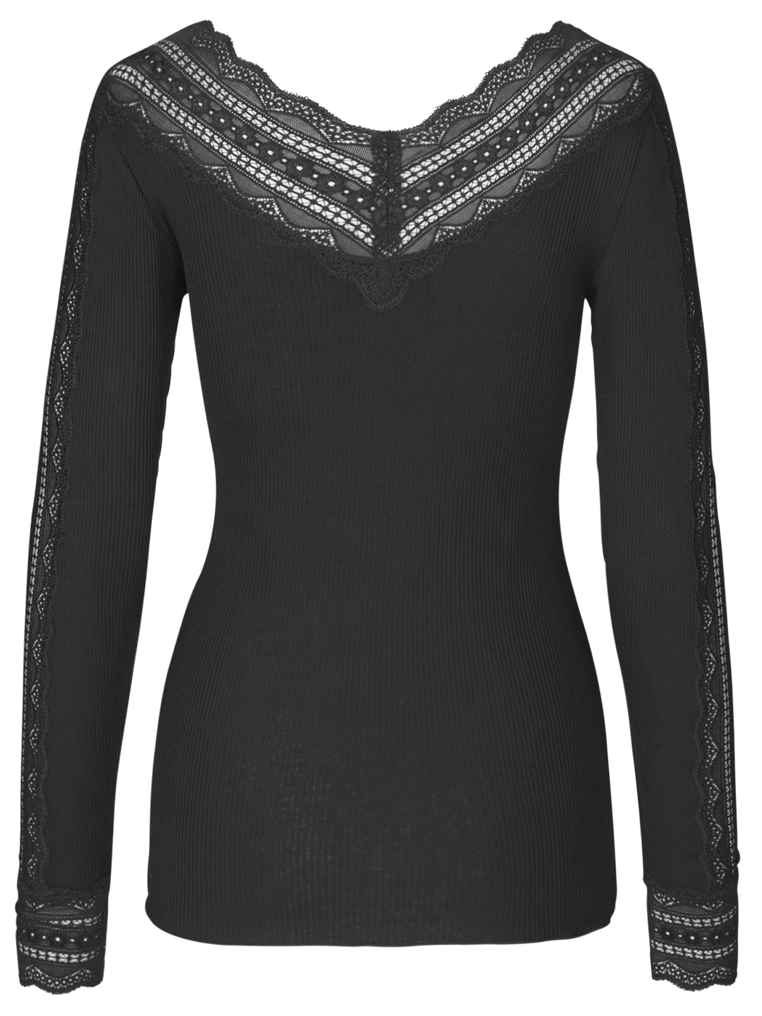 RWBenita Silk Long Sleeve T-neck Lace T-Shirt T-SHIRT LS Rosemunde Woman