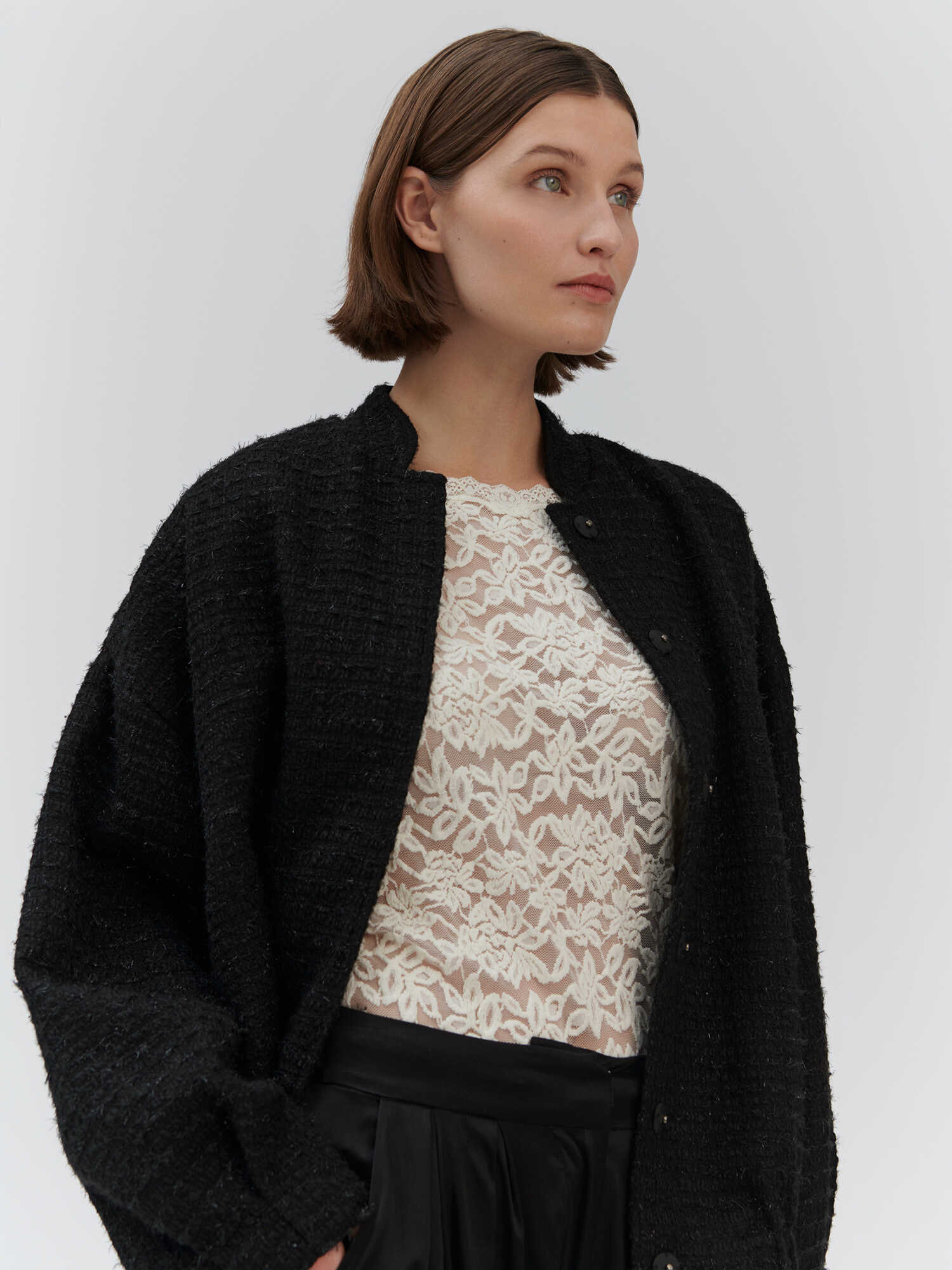 Bouclé bomber jacket