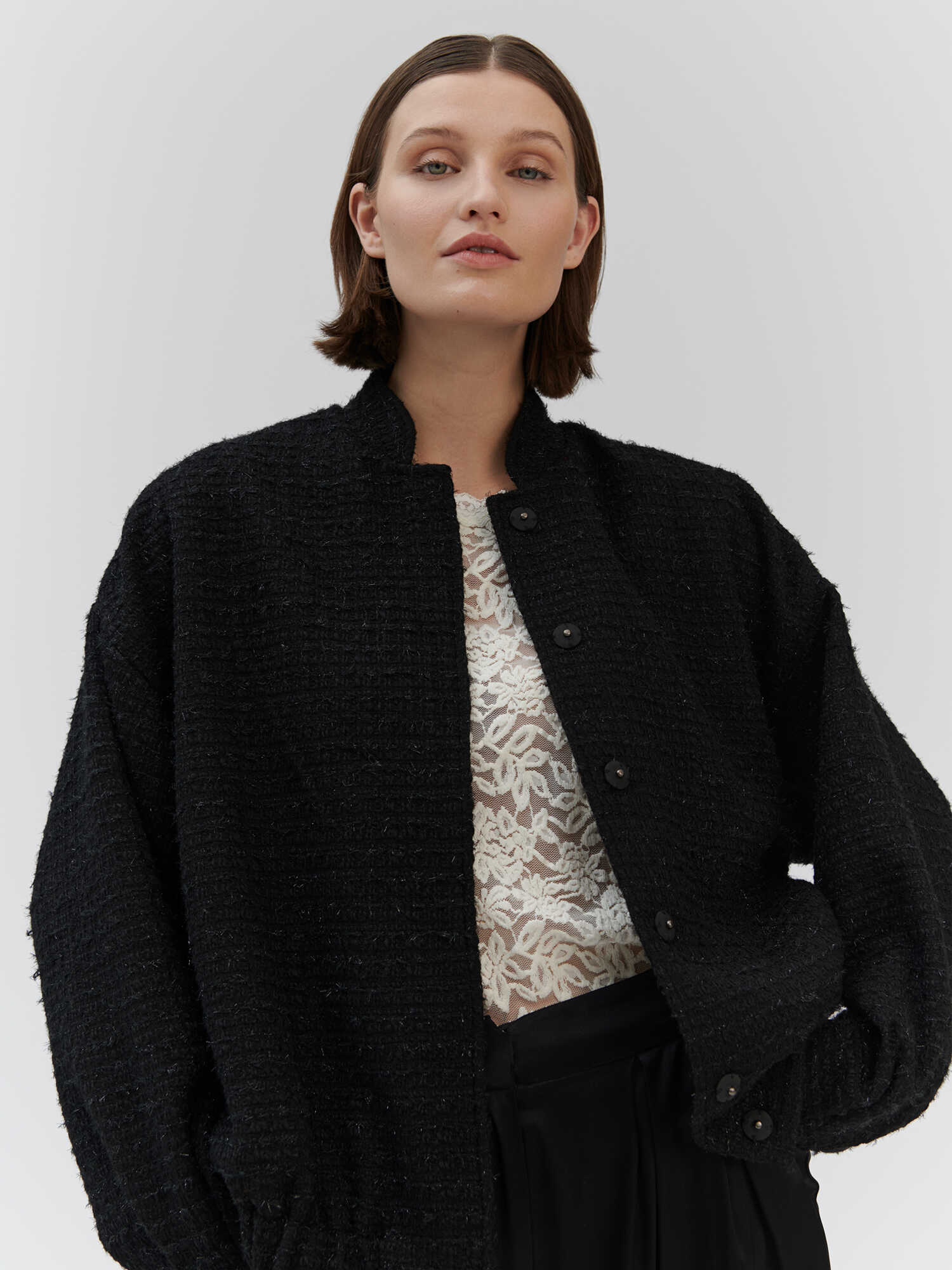 Bouclé bomber jacket